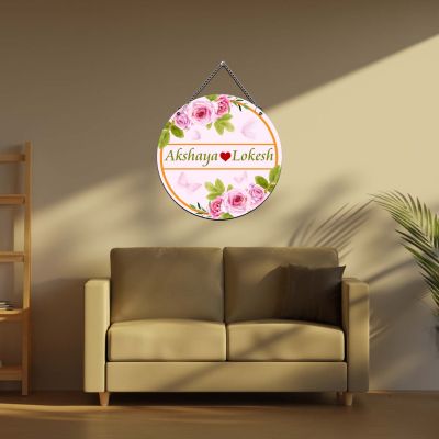 Personalized Couple Name Plate Decorative Rose Art for Bedroom & Living Room & Home Entrance  Couple Door Name Plate Gift For Birthday & Anniversary